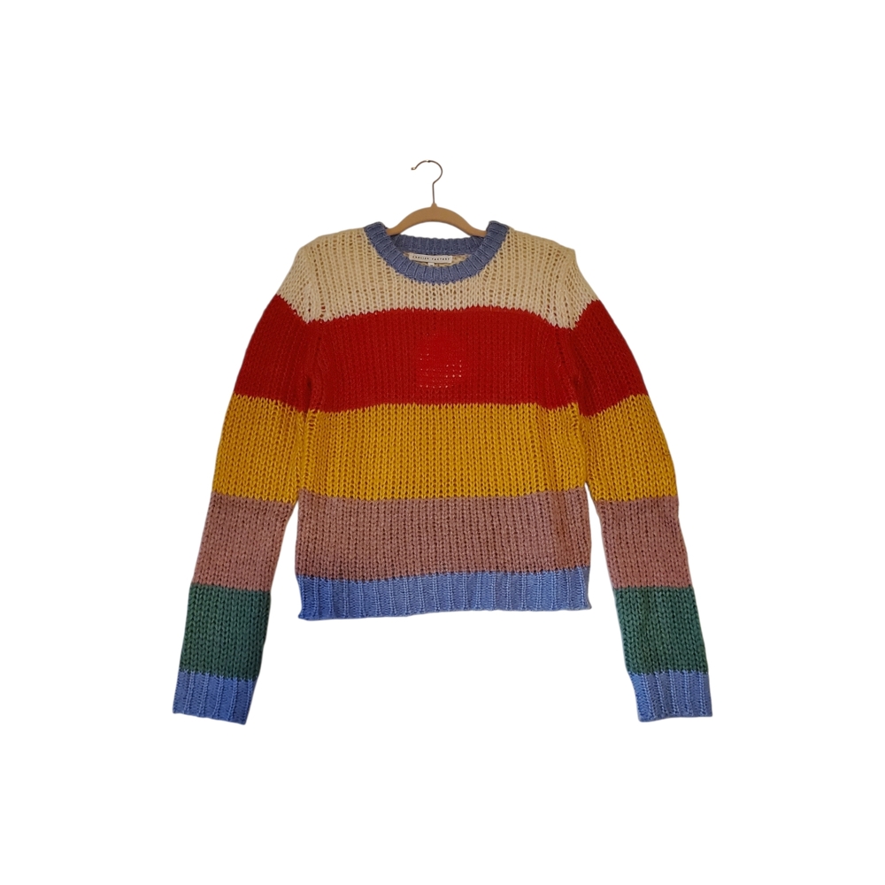New English Factory Multicolor Knit Crew Neck Sweater Size XS NWT